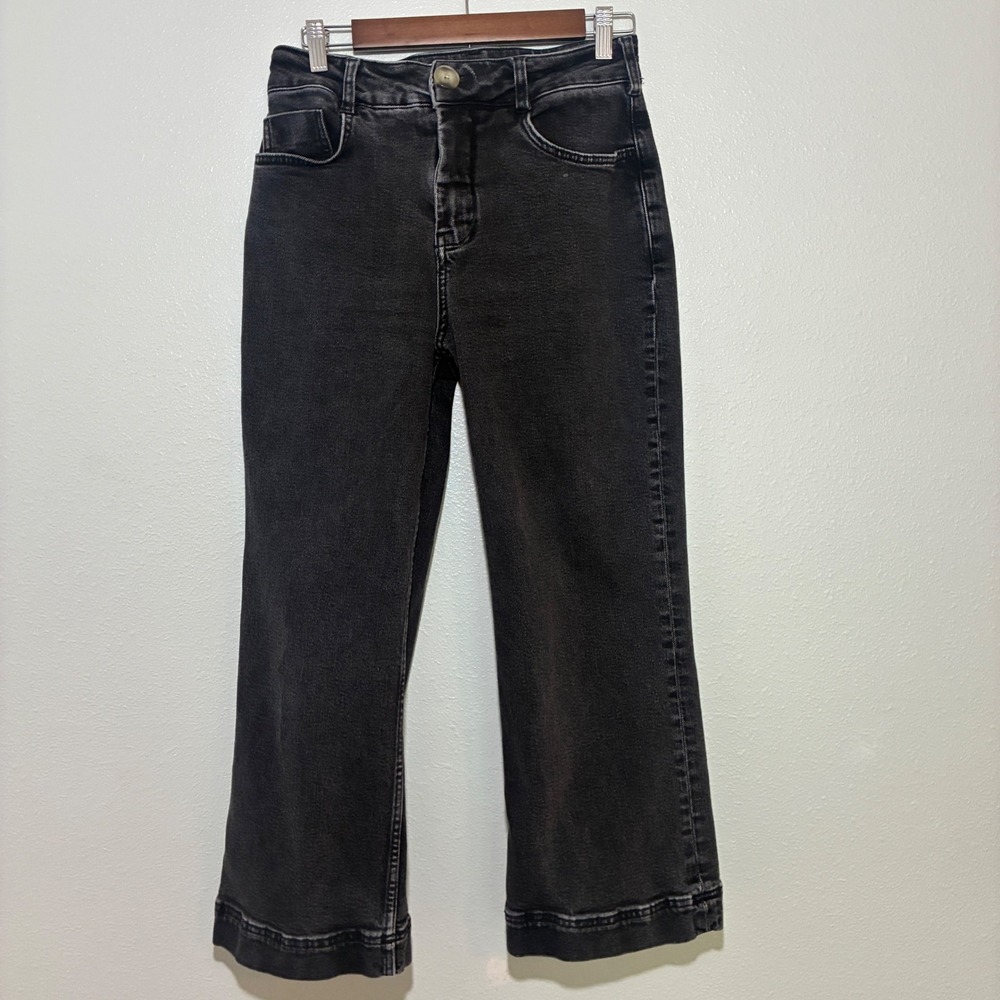 Pilcro and the Letterpress Black Wide Leg Cropped Jeans 27 High Rise